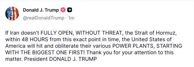 Ultimatum Trump terhadap Iran. (Foto: X)