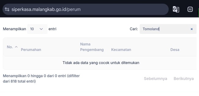 Tampilan website Si Perkasa.