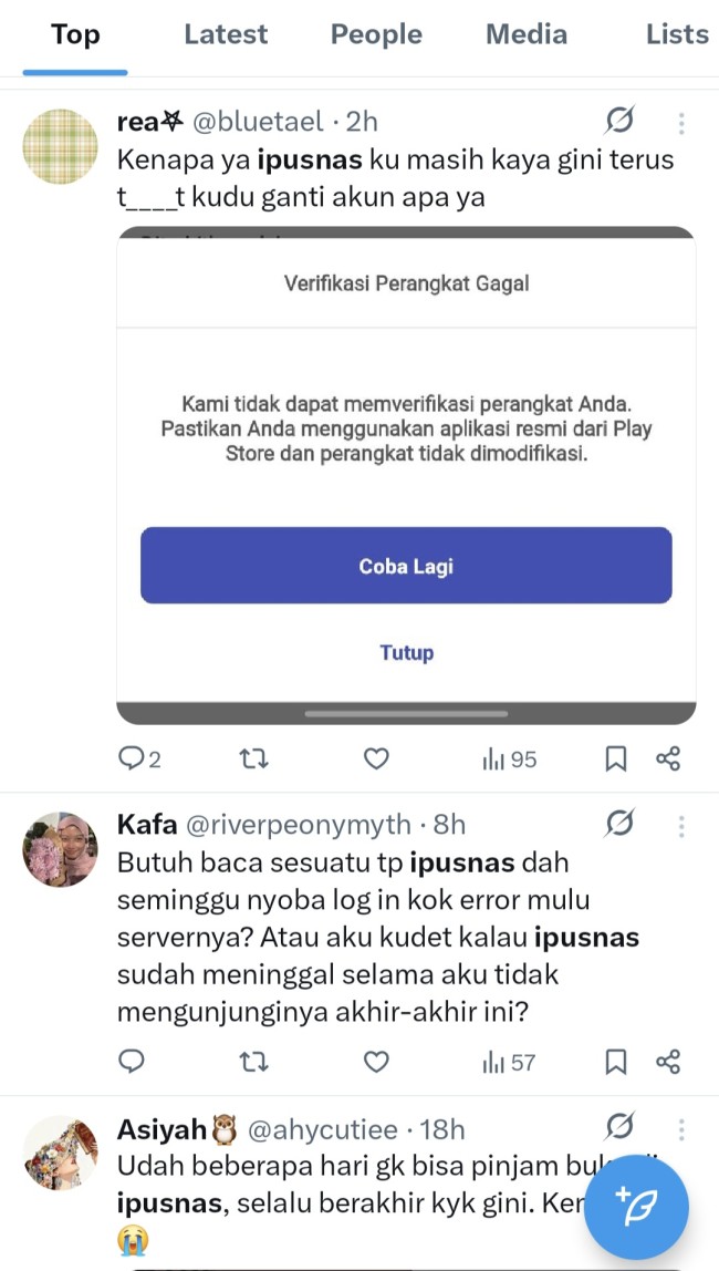 Keluhan soal iPusnas. (Foto: tangkapan layar)