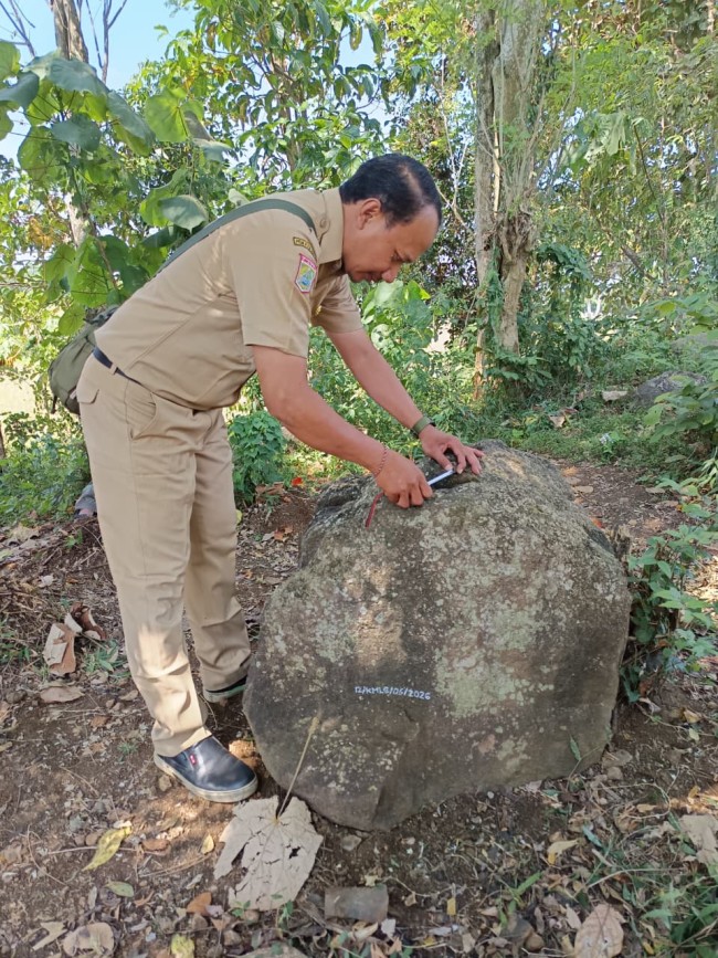 Penemuan batu Batolit dan Batu yang Diduga Watu Dakon di Desa Watugede. (Foto: istimewa)