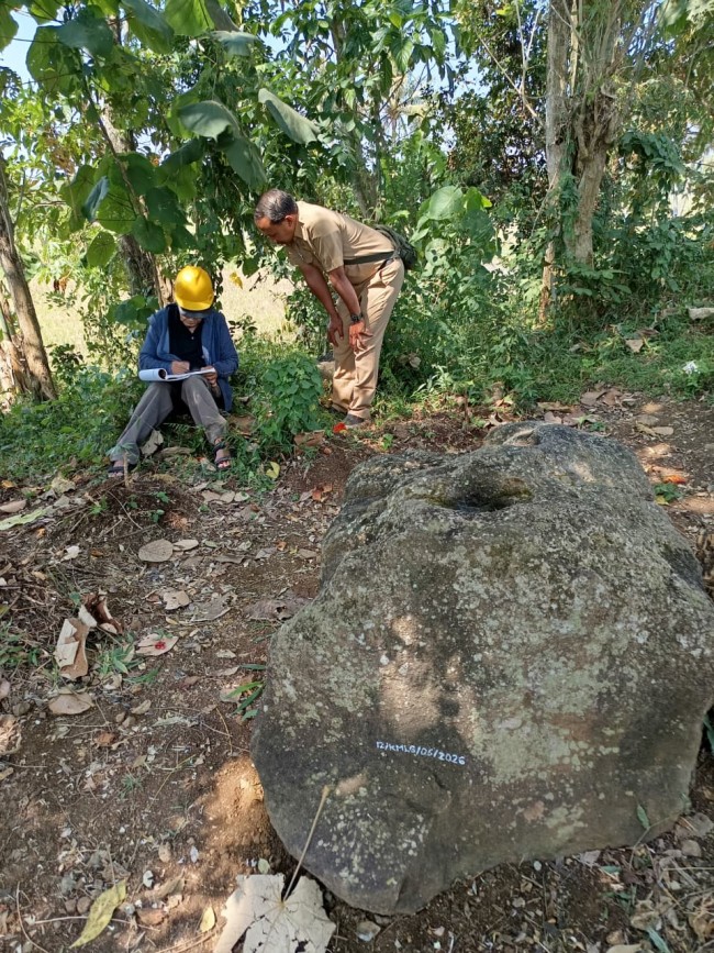 Penemuan batu Batolit dan Batu yang Diduga Watu Dakon di Desa Watugede. (Foto: istimewa)