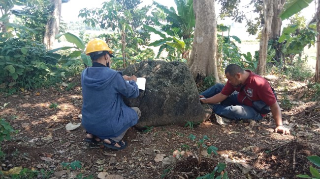 Penemuan batu Batolit dan Batu yang Diduga Watu Dakon di Desa Watugede. (Foto: istimewa)