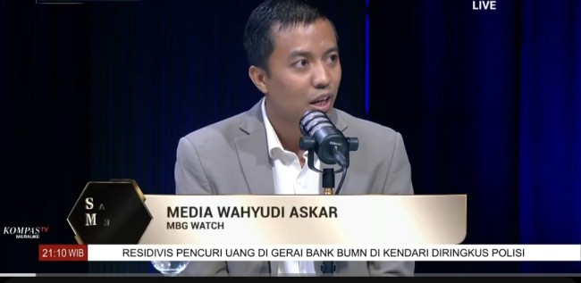 Pengamat kebijakan publik sekaligus MBG Watch, Media Wahyudi Askar. (Foto: YouTube)
